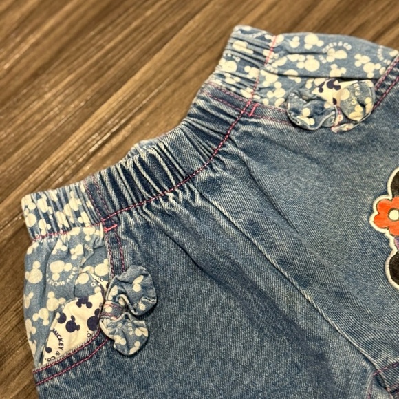 Vintage Disney Baby Minnie Mouse Denim Pant 3-6 Months Snap Bottom 90s Mickey Co - Picture 3 of 7